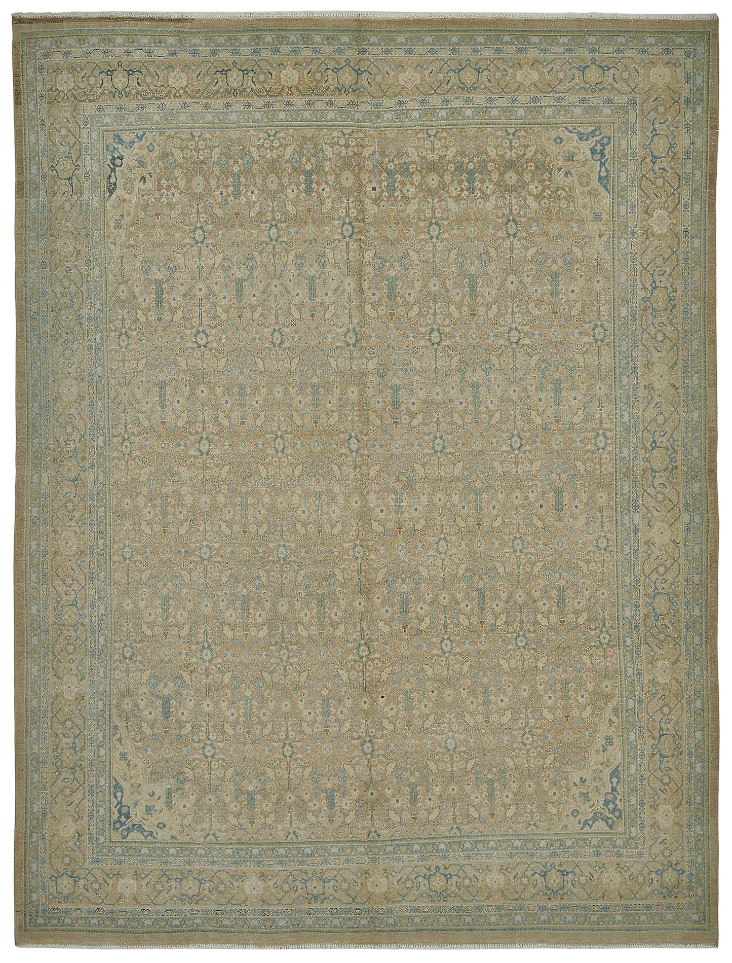 8x11 Beige Antique Persian Tabriz Rug - 50142