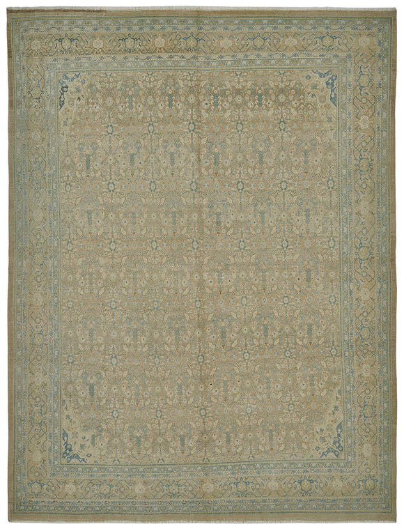 8x11 Beige Antique Persian Tabriz Rug - 50142