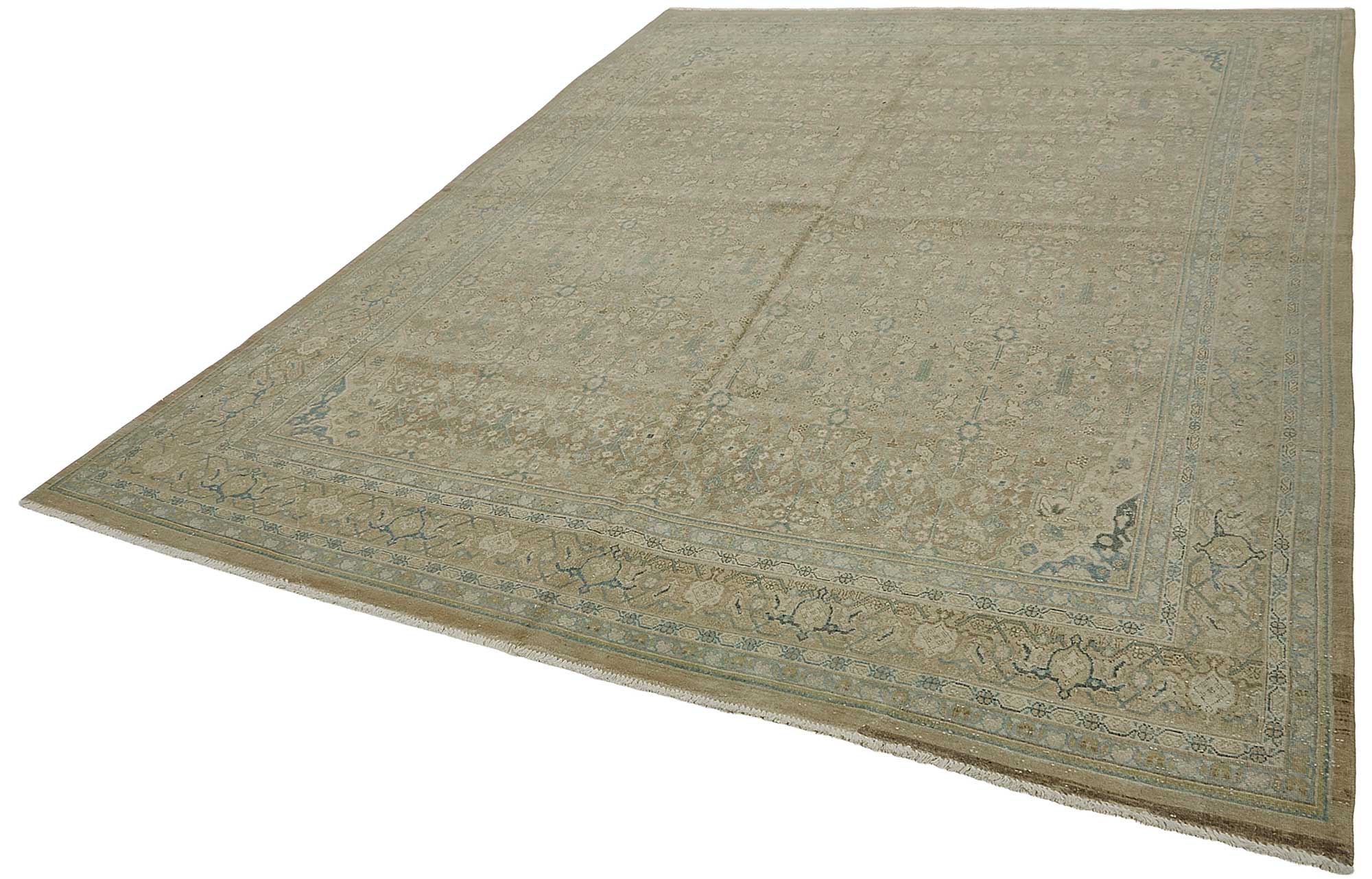 8x11 Beige Antique Persian Tabriz Rug - 50142