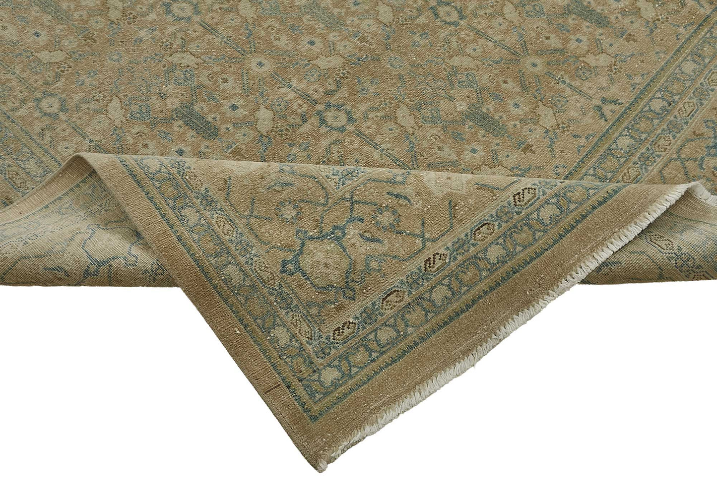 8x11 Beige Antique Persian Tabriz Rug - 50142