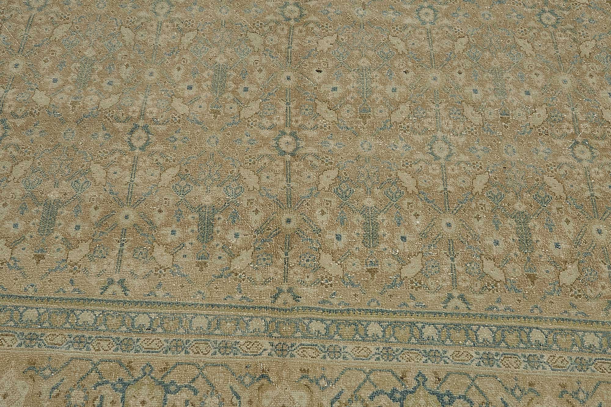 8x11 Beige Antique Persian Tabriz Rug - 50142