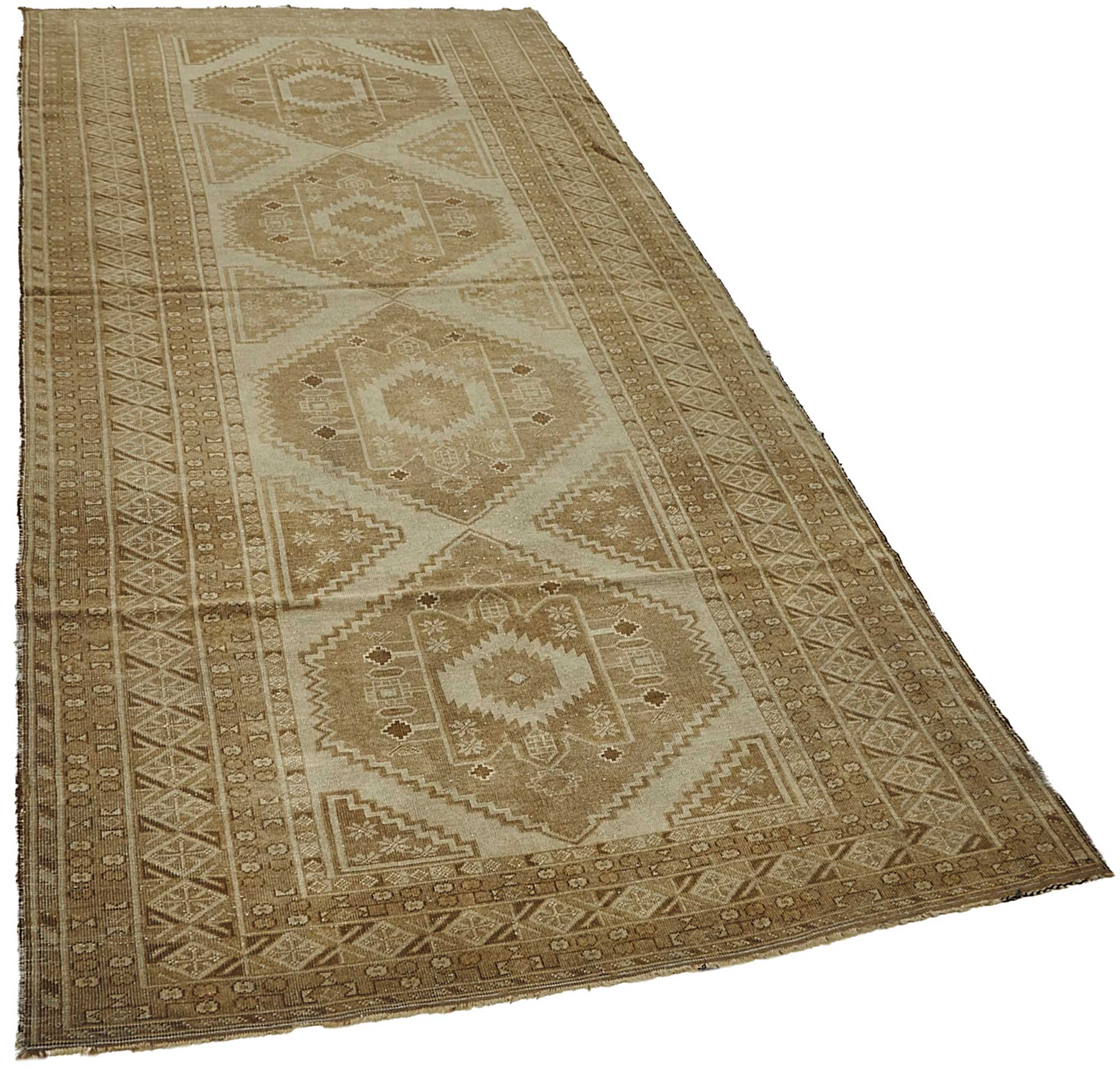 4x10 Beige Antique Afghan Ensari Rug - 50143