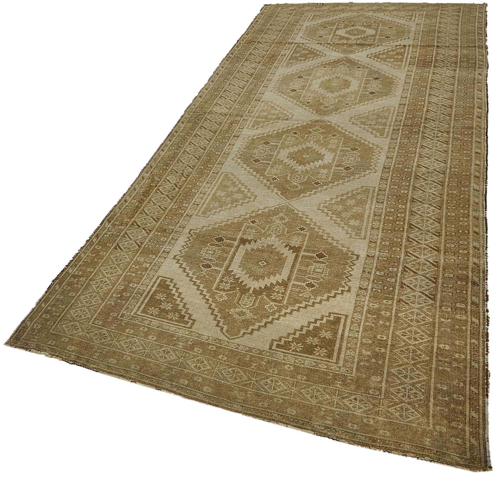 4x10 Beige Antique Afghan Ensari Rug - 50143