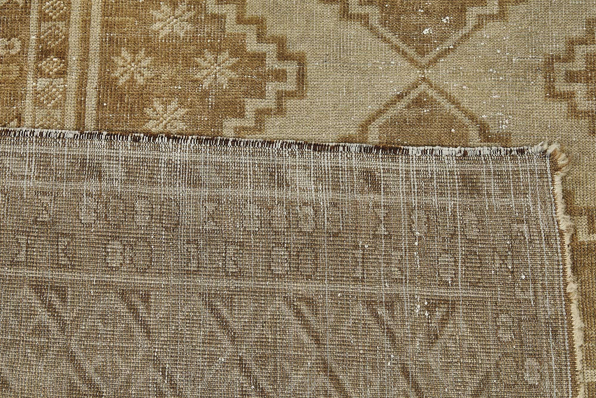 4x10 Beige Antique Afghan Ensari Rug - 50143