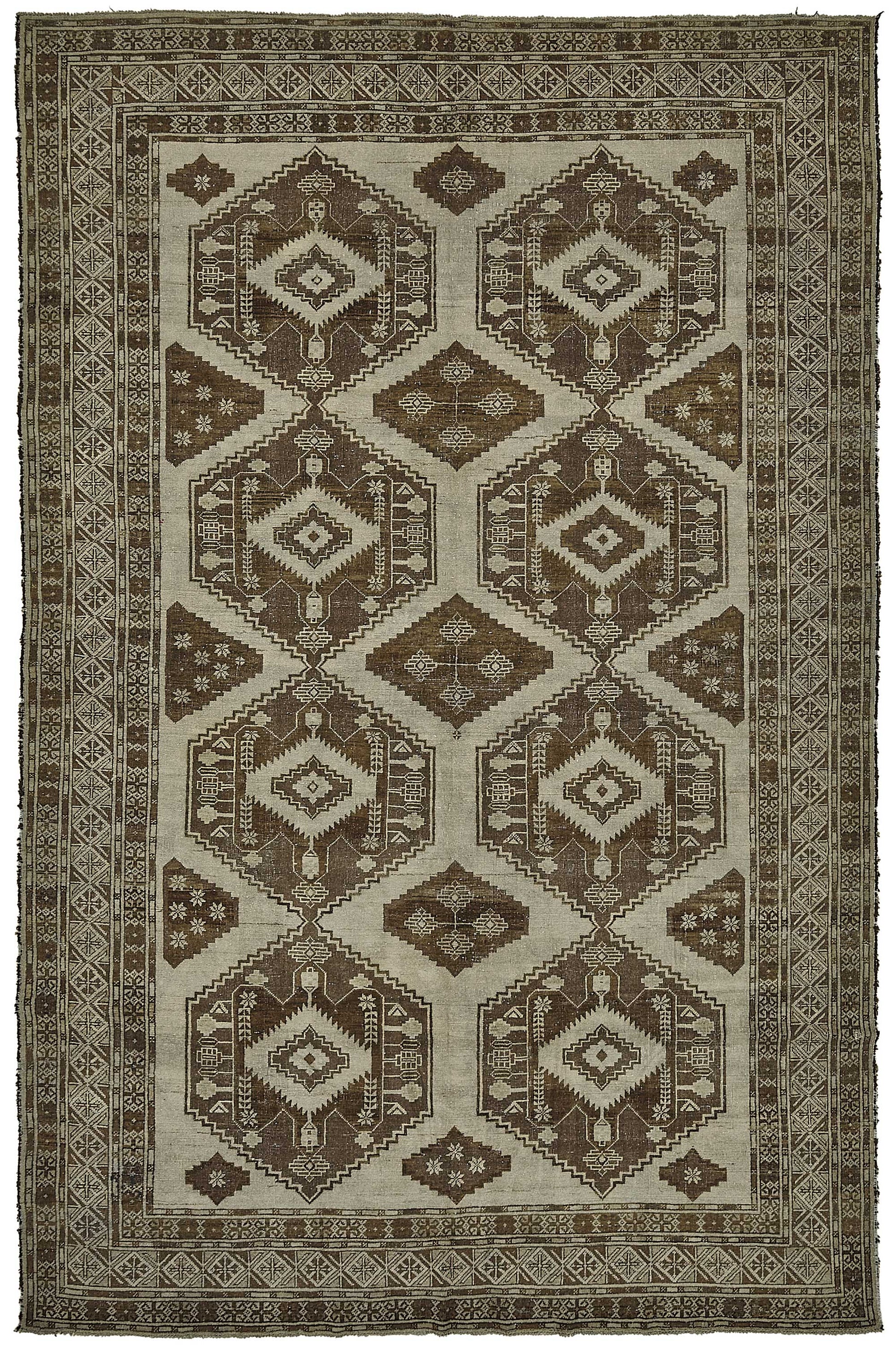 7x11 Beige Antique Afghan Ensari Rug - 50144