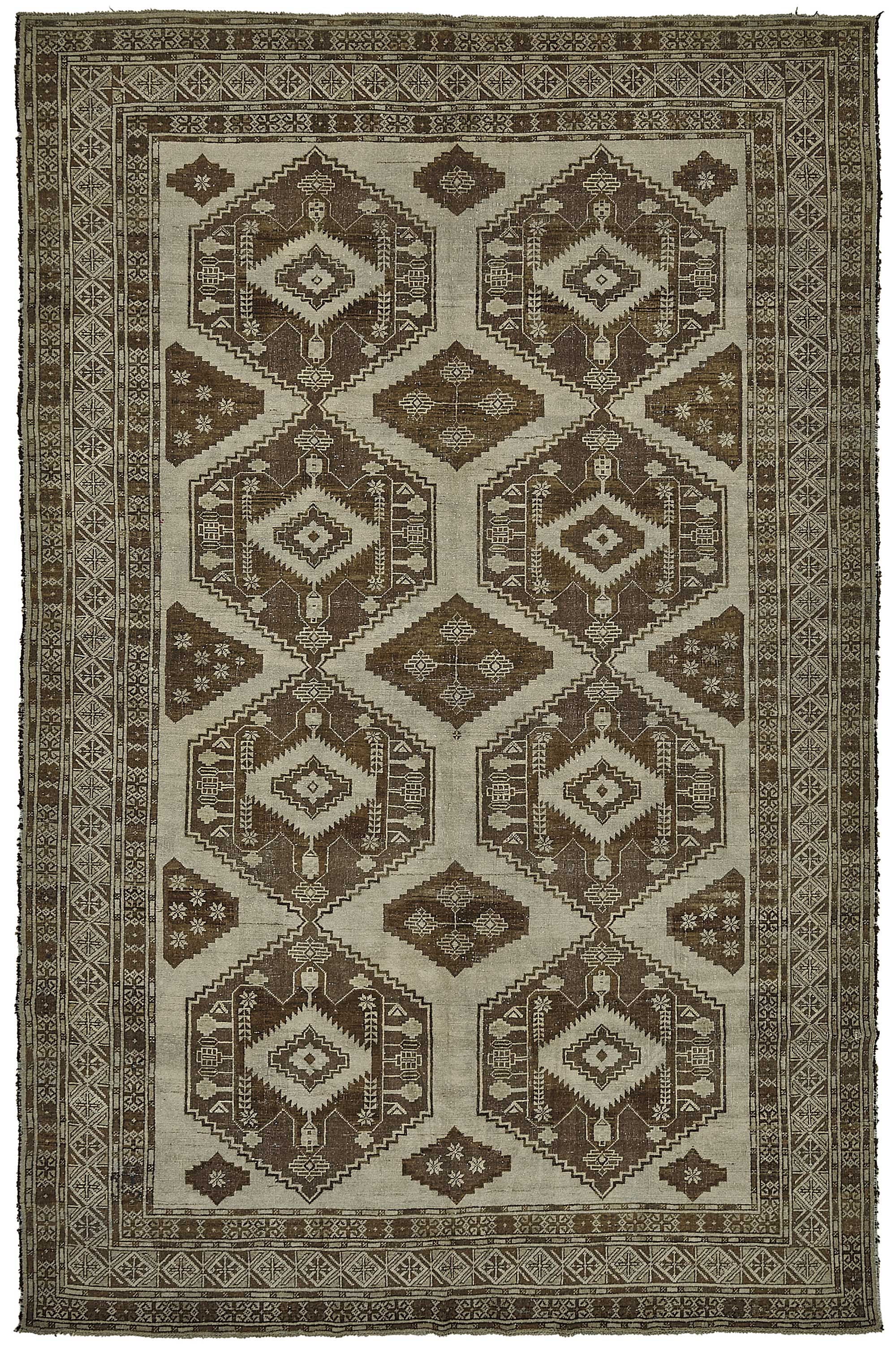 7x11 Beige Antique Afghan Ensari Rug - 50144