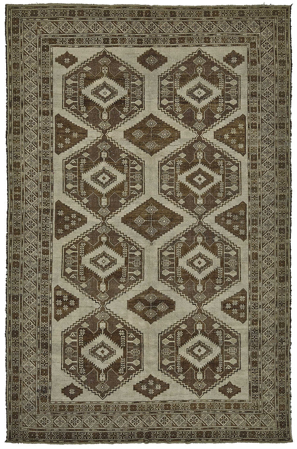7x11 Beige Antique Afghan Ensari Rug - 50144