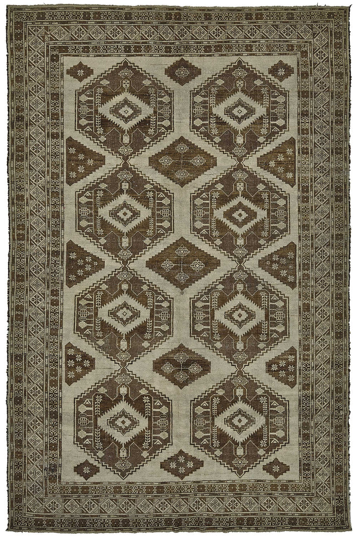 7x11 Beige Antique Afghan Ensari Rug - 50144