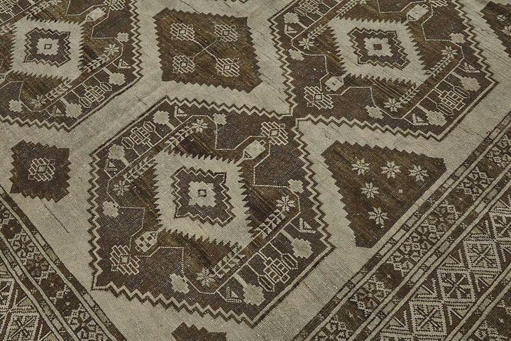 7x11 Beige Antique Afghan Ensari Rug - 50144