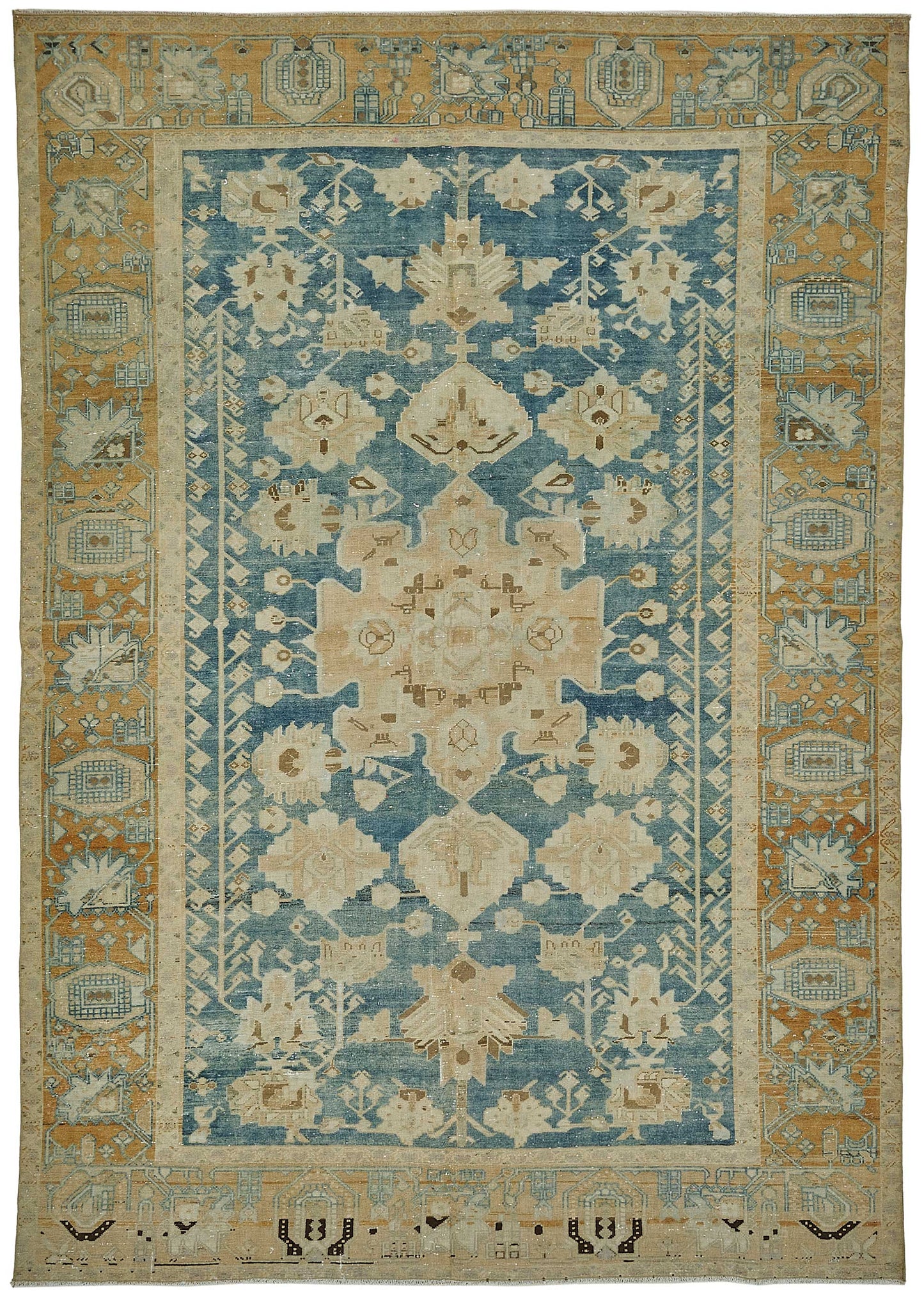 7x10 Beige Antique Persian Bakthiari Rug - 50145
