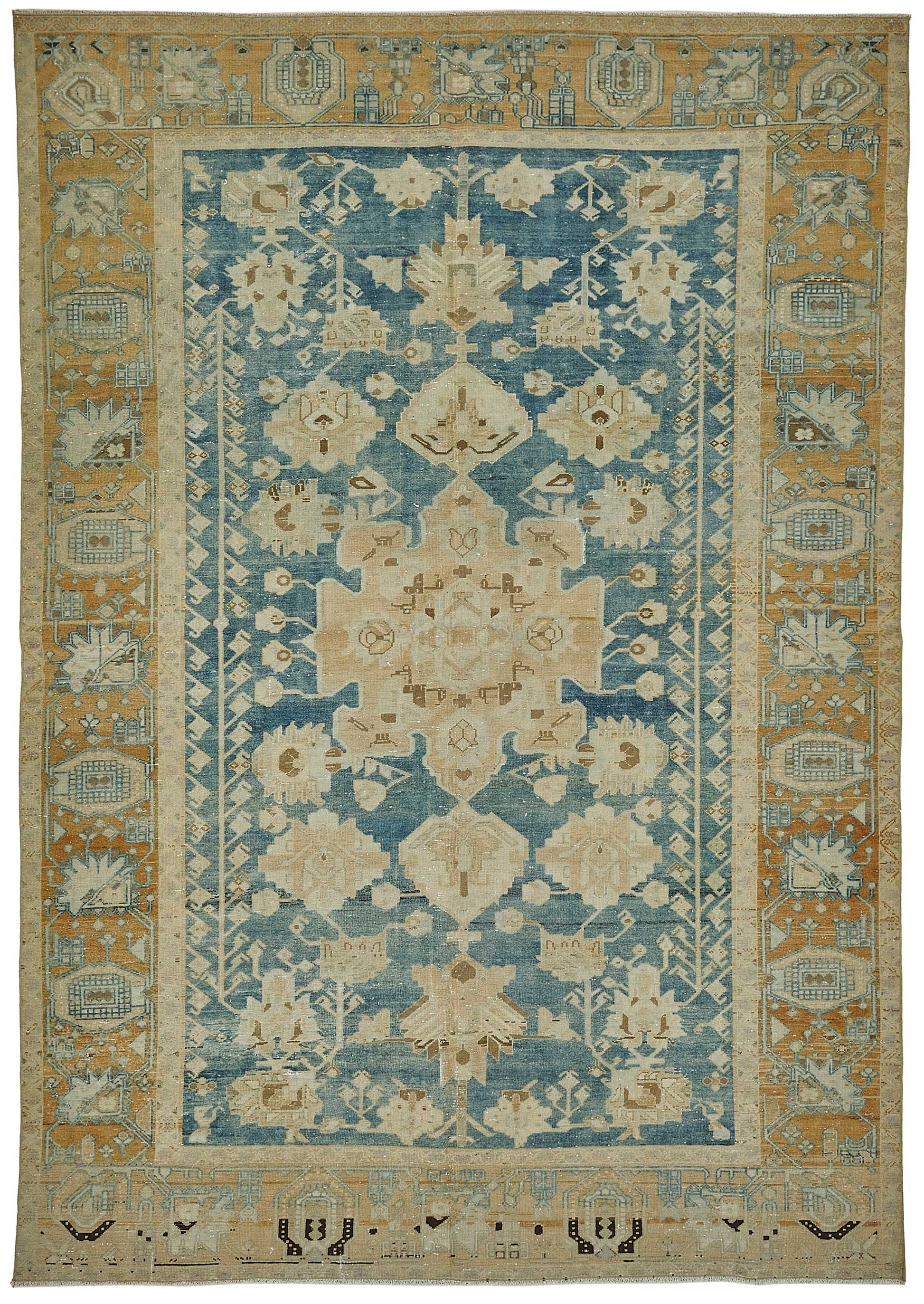 7x10 Beige Antique Persian Bakthiari Rug - 50145