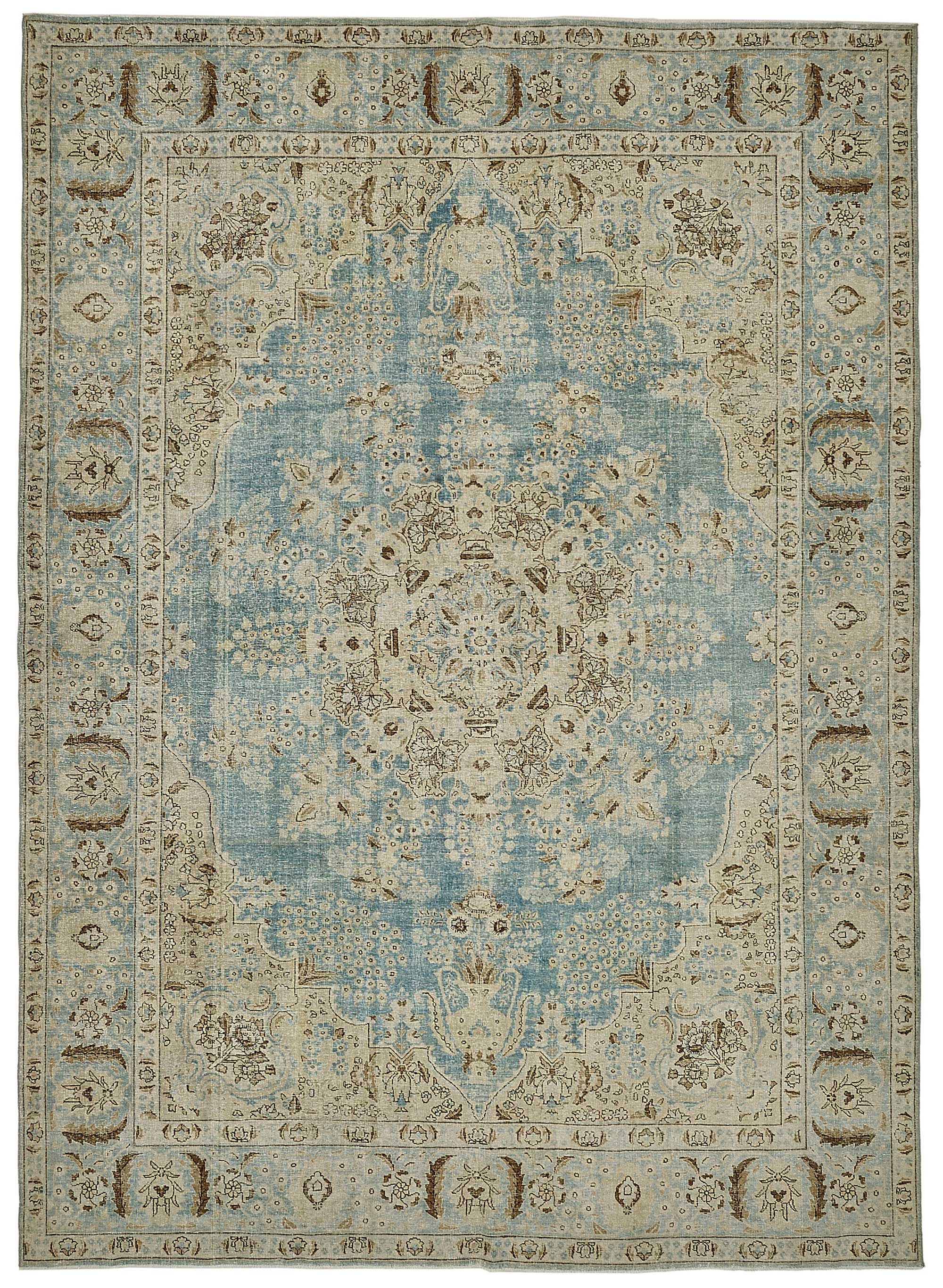 9x12 Beige Antique Persian Tabriz Rug - 50146