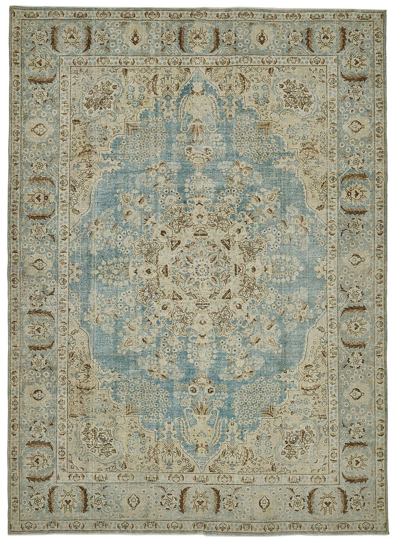9x12 Beige Antique Persian Tabriz Rug - 50146