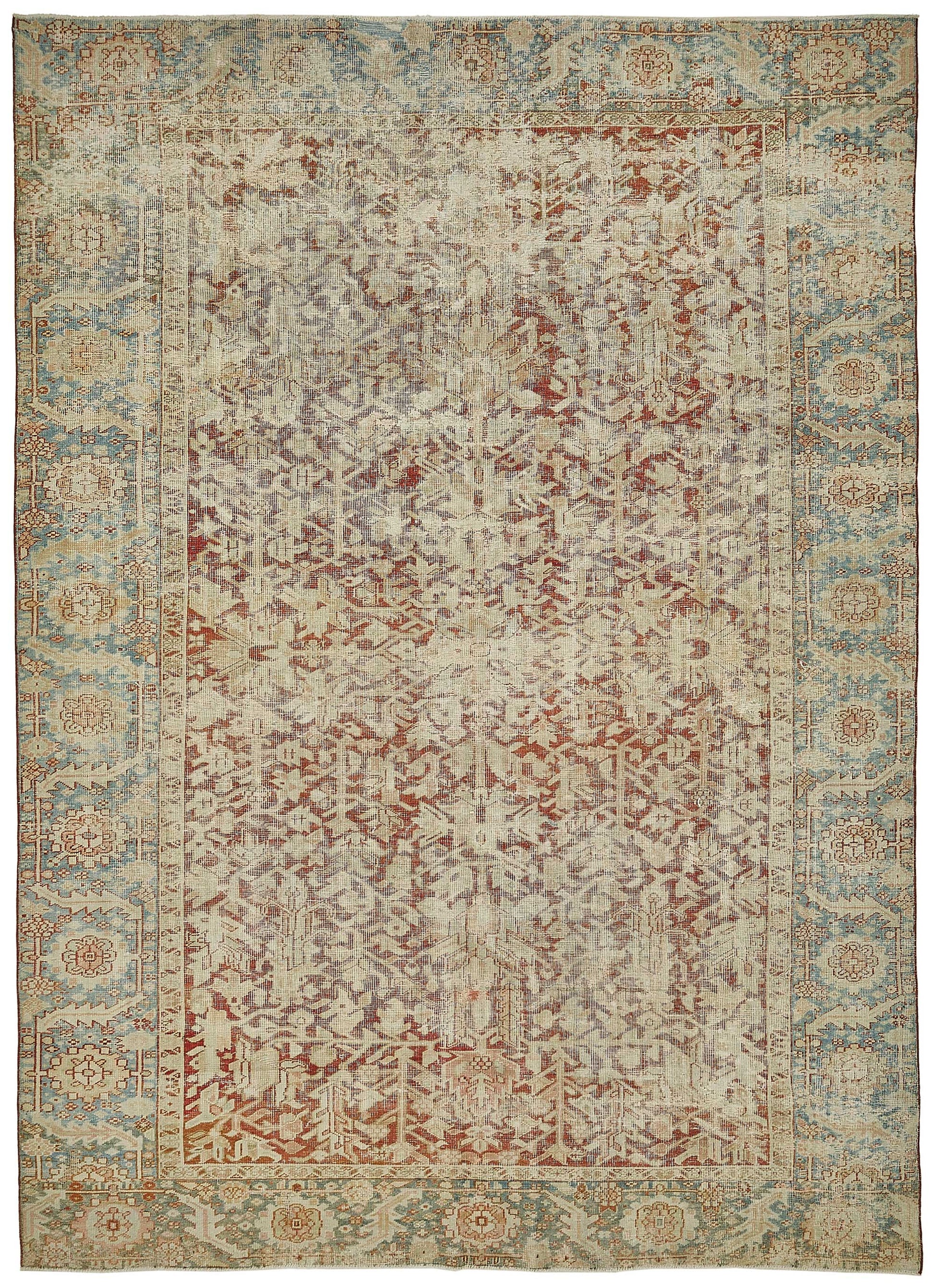 8x11 Beige Antique Persian Heriz Rug - 50147