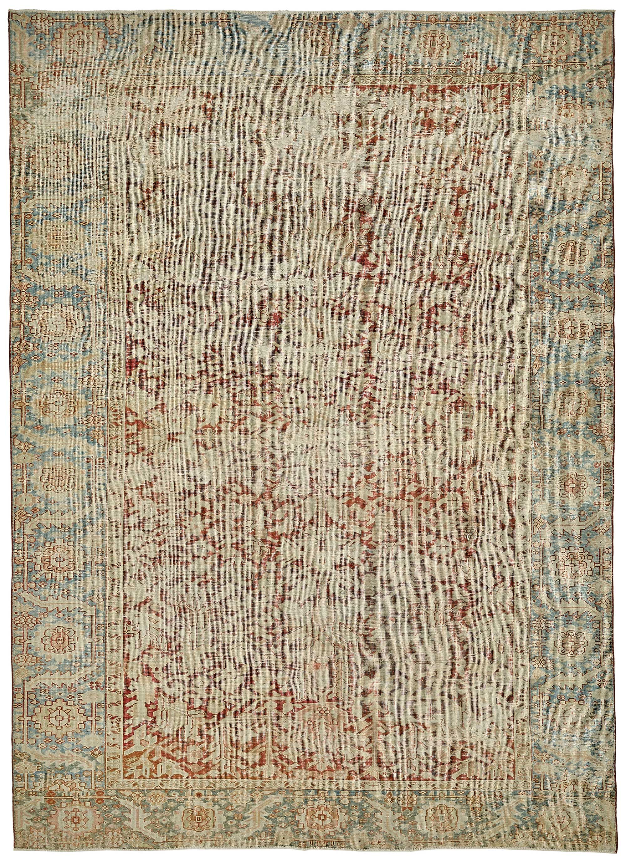 8x11 Beige Antique Persian Heriz Rug - 50147