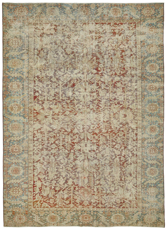 8x11 Beige Antique Persian Heriz Rug - 50147