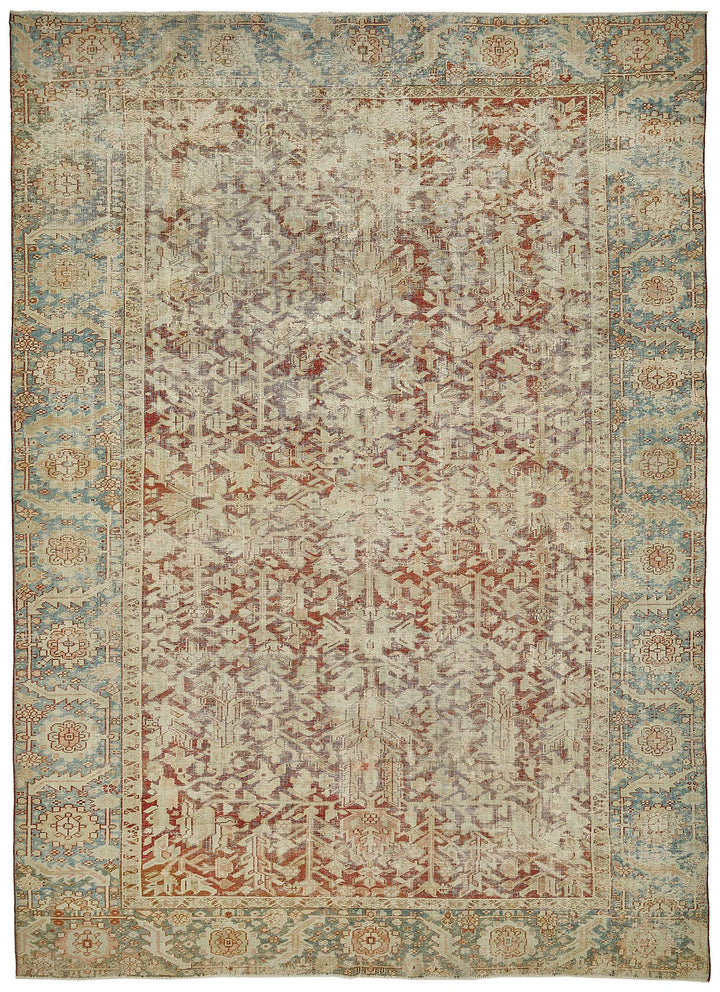 8x11 Beige Antique Persian Heriz Rug - 50147