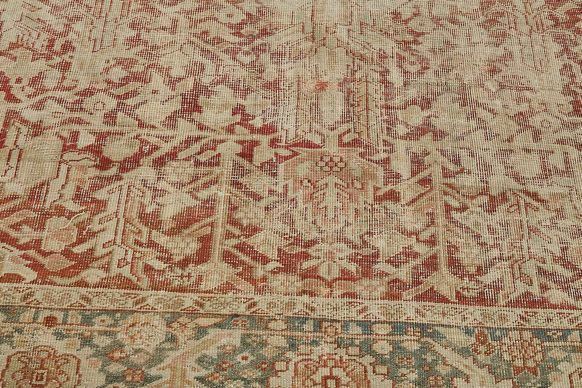 8x11 Beige Antique Persian Heriz Rug - 50147