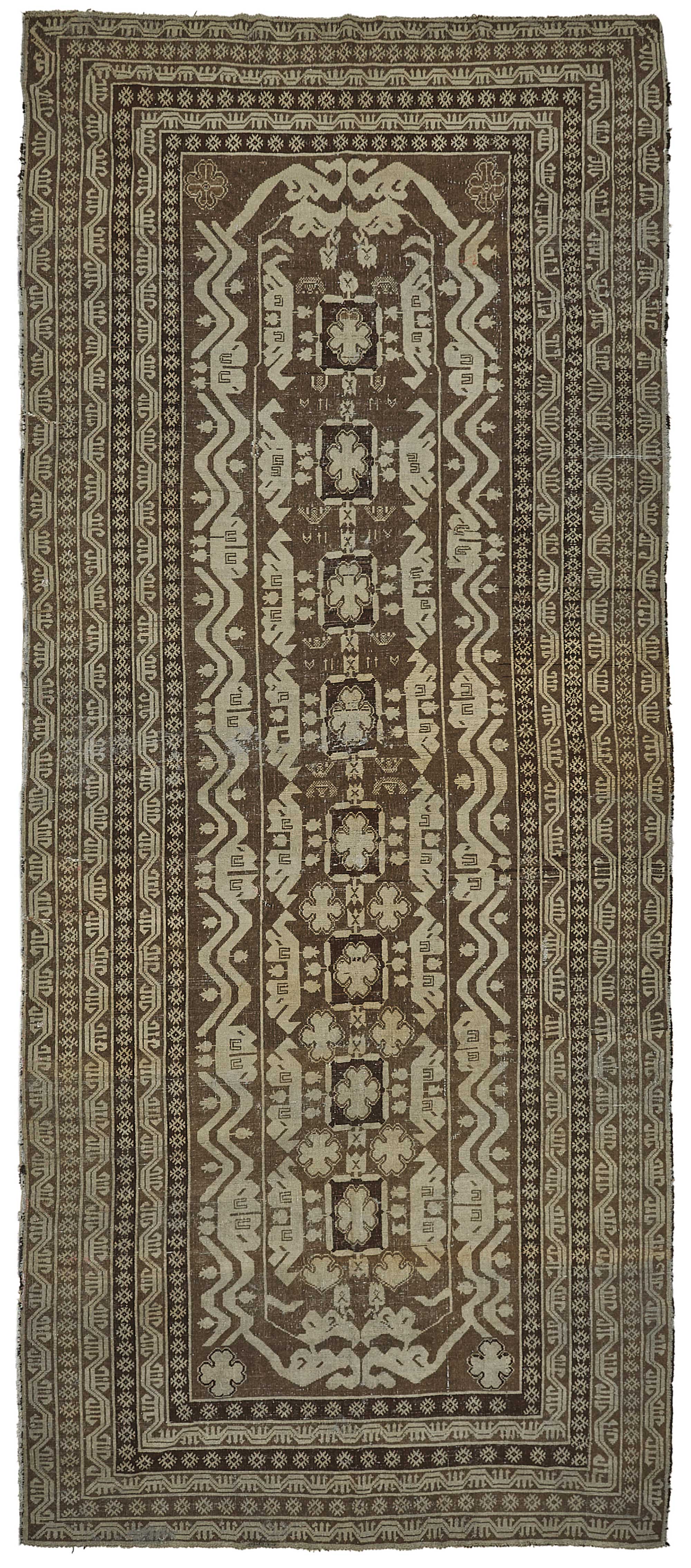 5x14 Beige Antique Caucasian Runner Rug - 50148