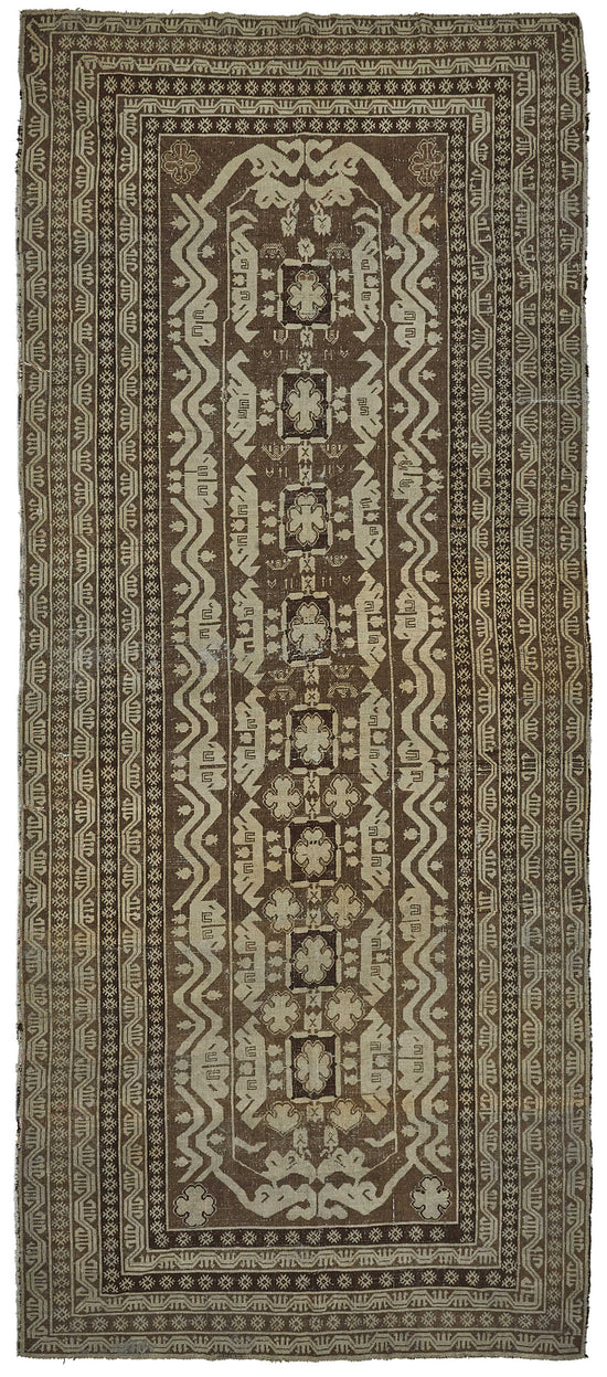 5x14 Beige Antique Caucasian Runner Rug - 50148