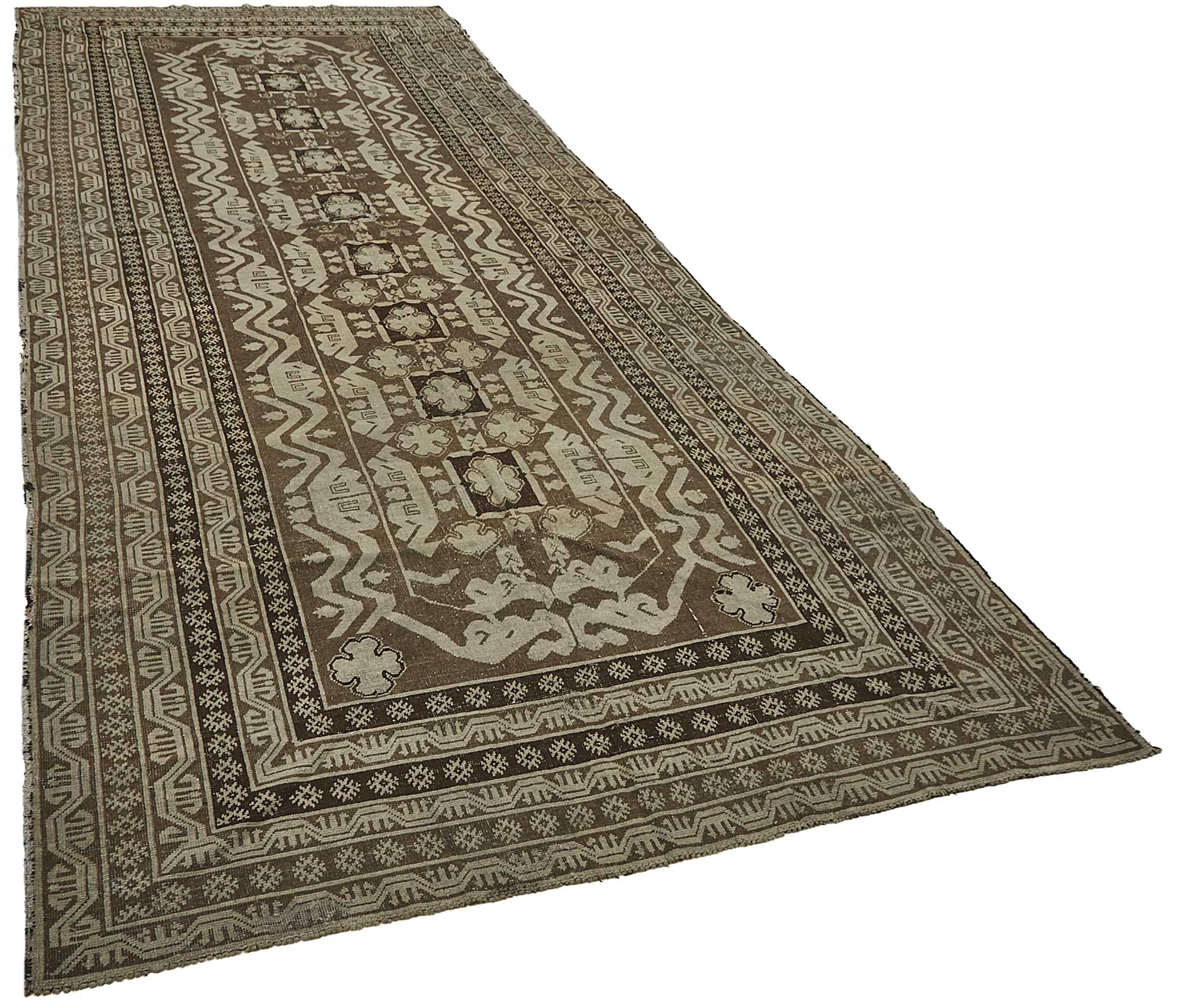 5x14 Beige Antique Caucasian Runner Rug - 50148