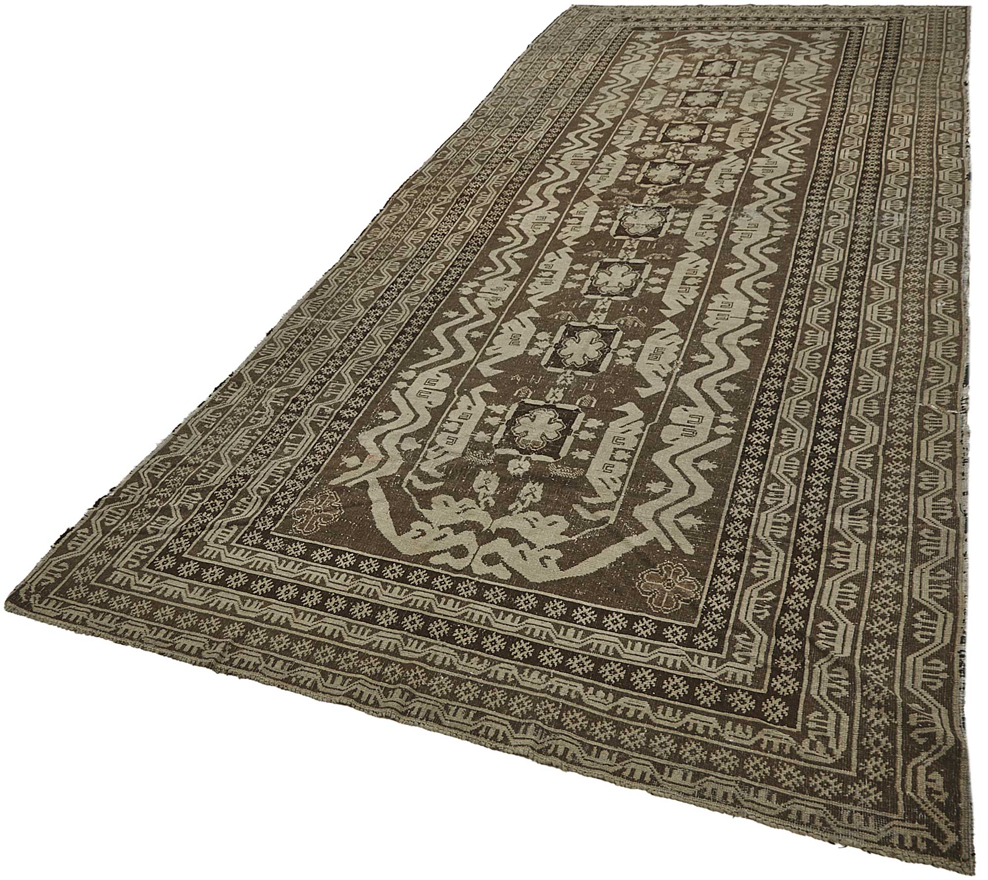 5x14 Beige Antique Caucasian Runner Rug - 50148