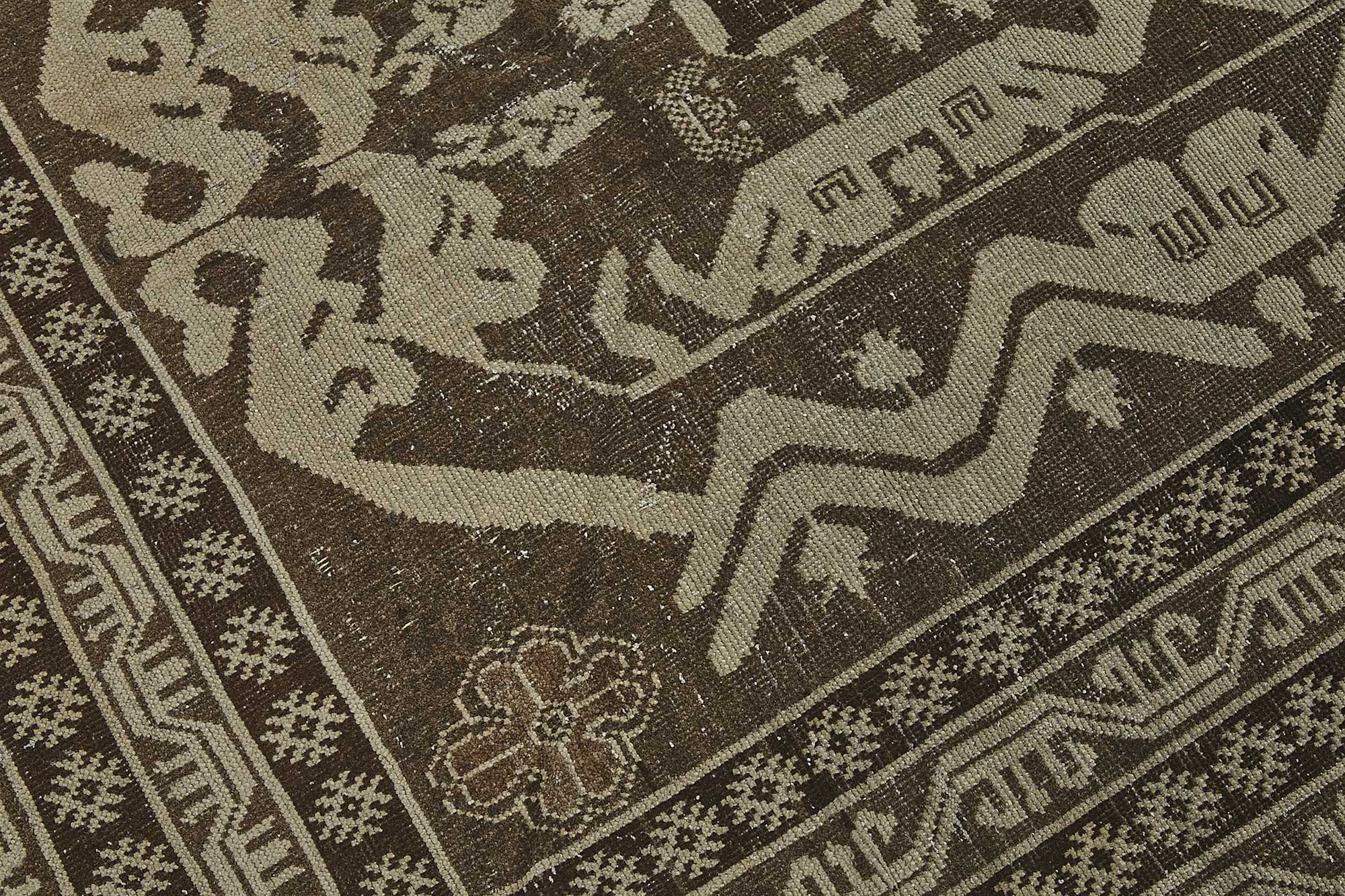 5x14 Beige Antique Caucasian Runner Rug - 50148