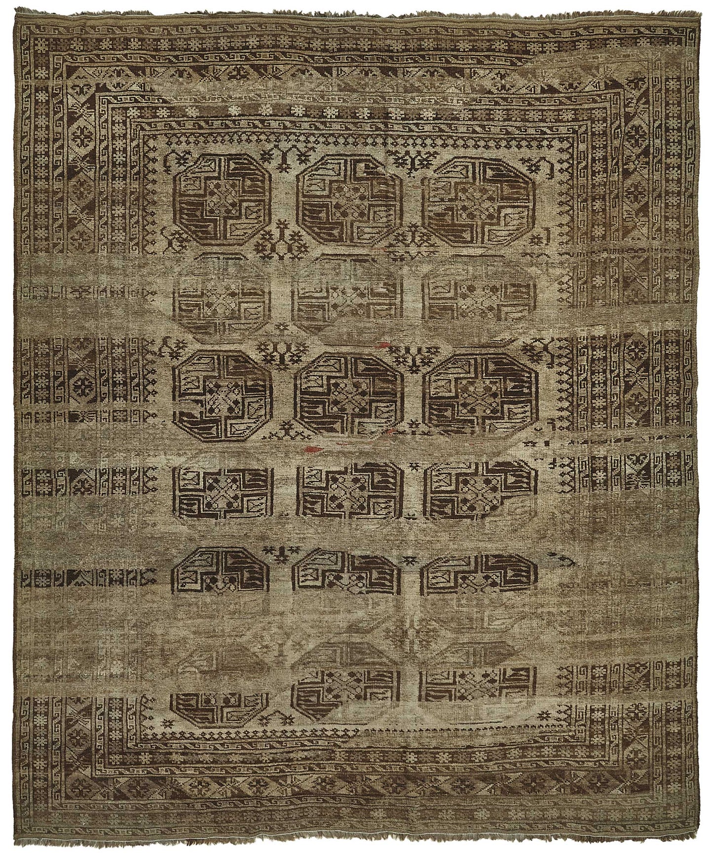 9x10 Beige Antique Ensari Turkmen Rug - 50149