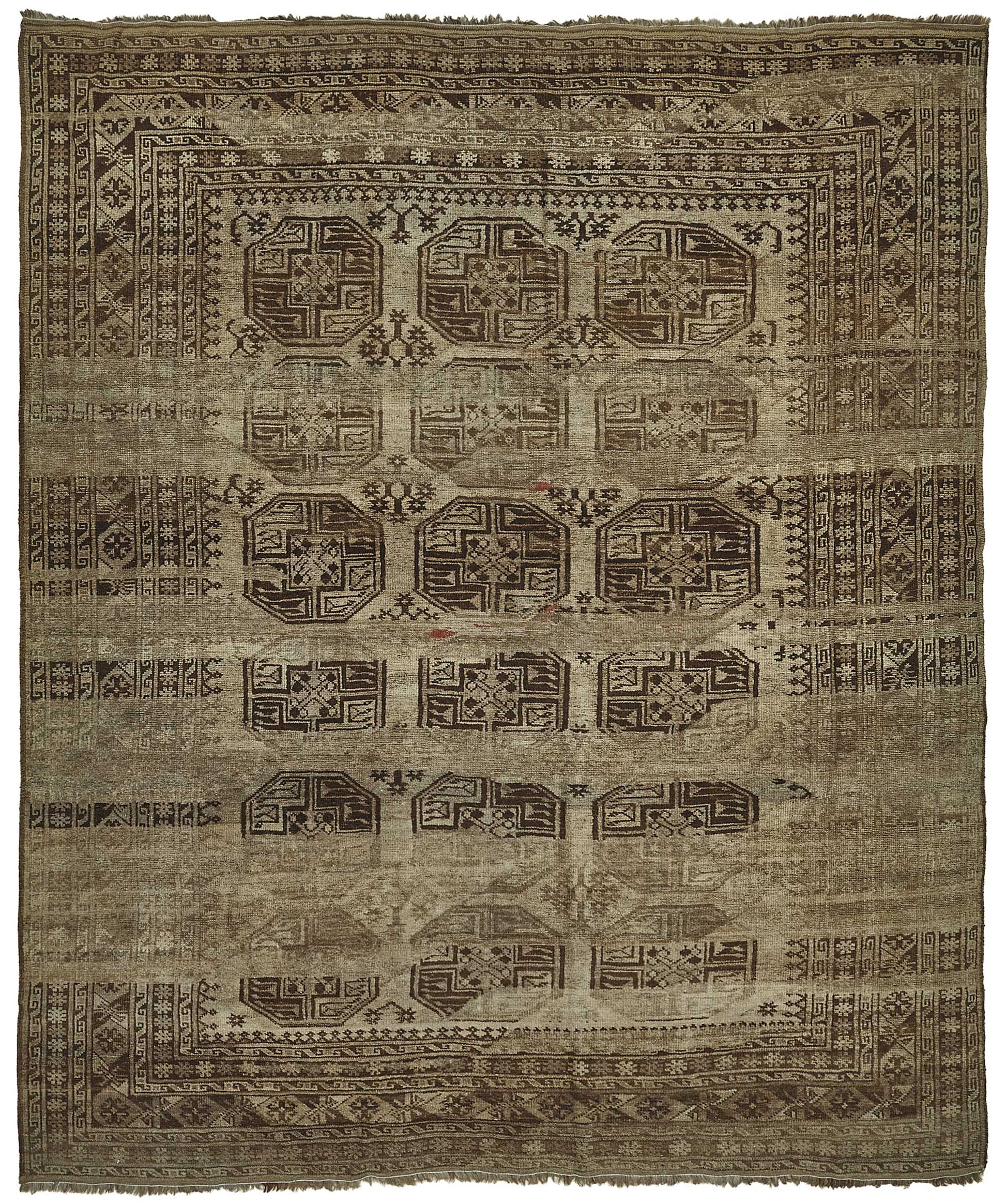 9x10 Beige Antique Ensari Turkmen Rug - 50149
