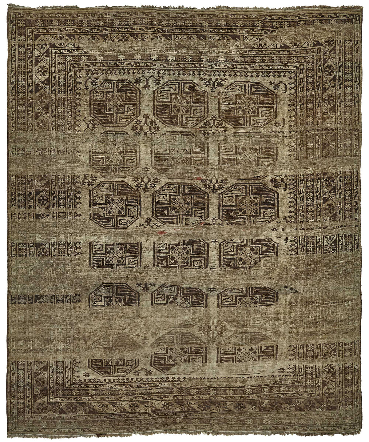9x10 Beige Antique Ensari Turkmen Rug - 50149