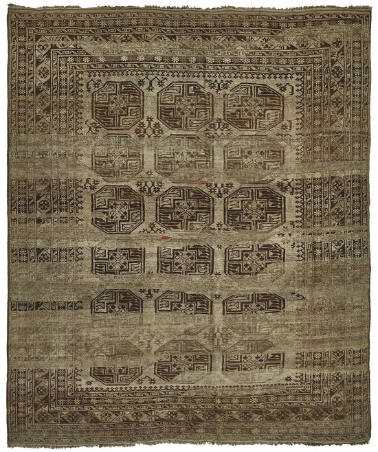9x10 Beige Antique Ensari Turkmen Rug - 50149