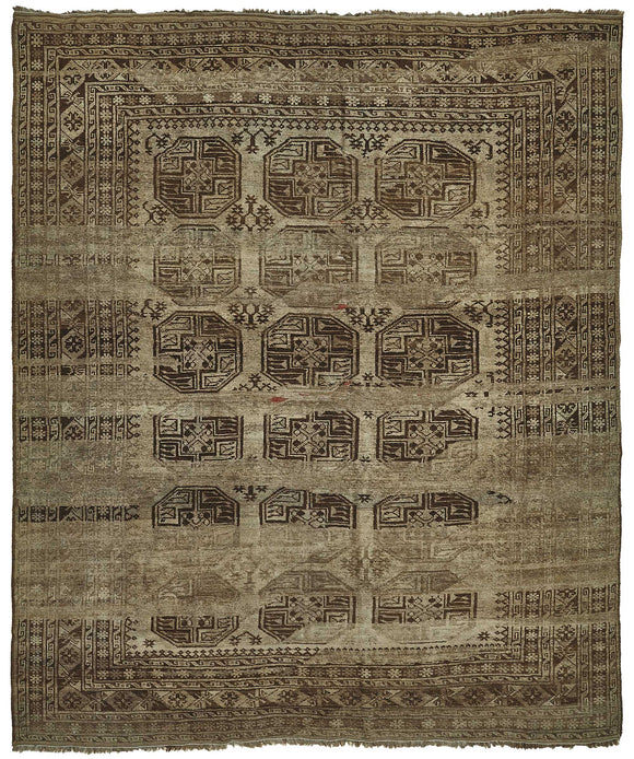 9x10 Beige Antique Ensari Turkmen Rug - 50149
