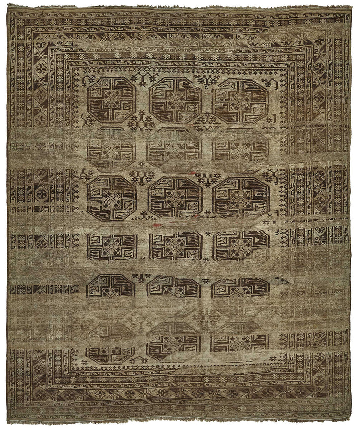 9x10 Beige Antique Ensari Turkmen Rug - 50149