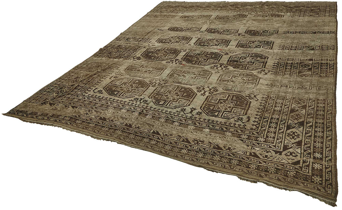 9x10 Beige Antique Ensari Turkmen Rug - 50149