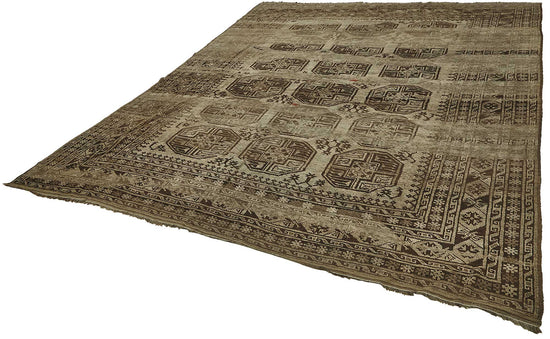 9x10 Beige Antique Ensari Turkmen Rug - 50149