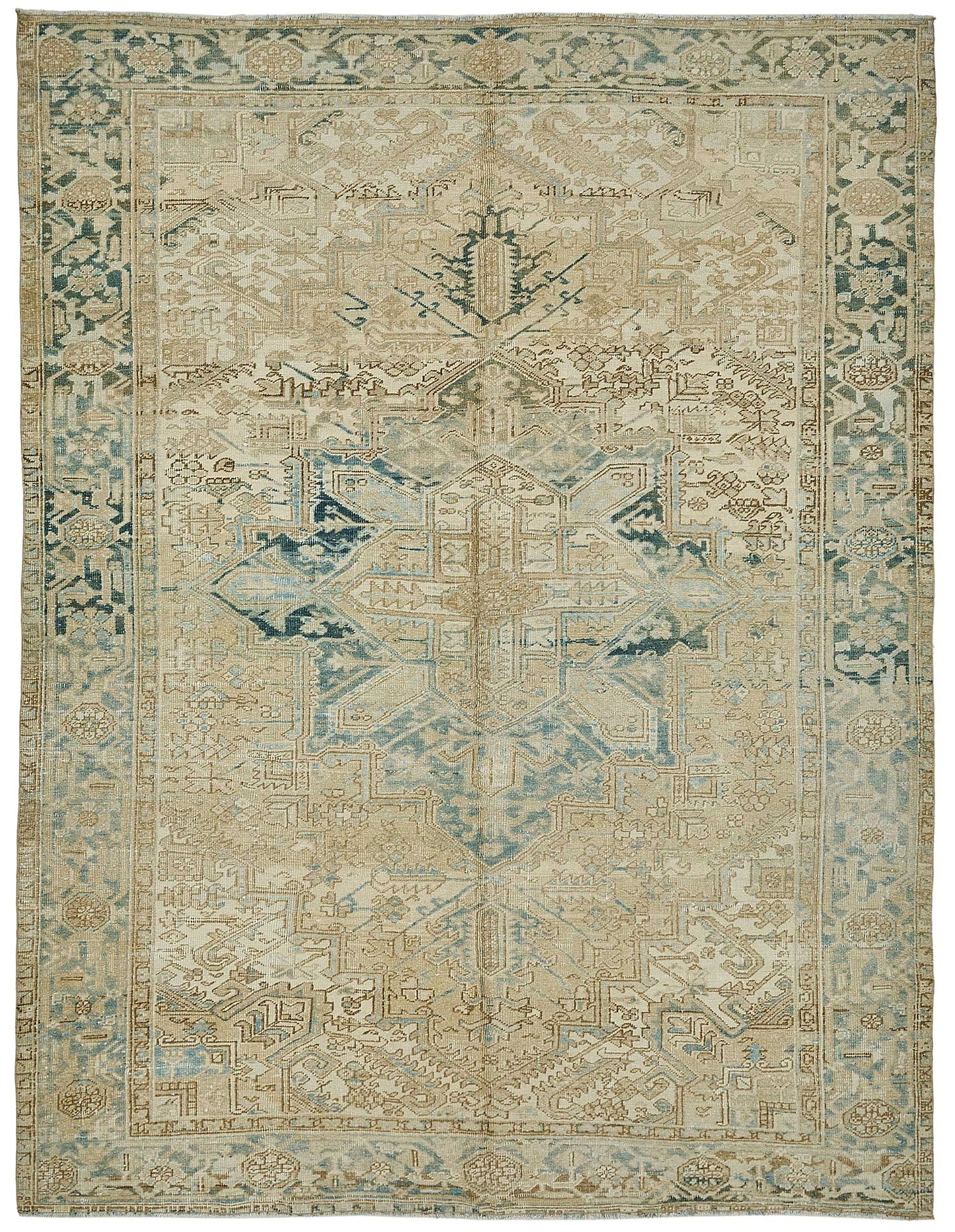 8x10 Beige Antique Persian Heriz Rug - 50150