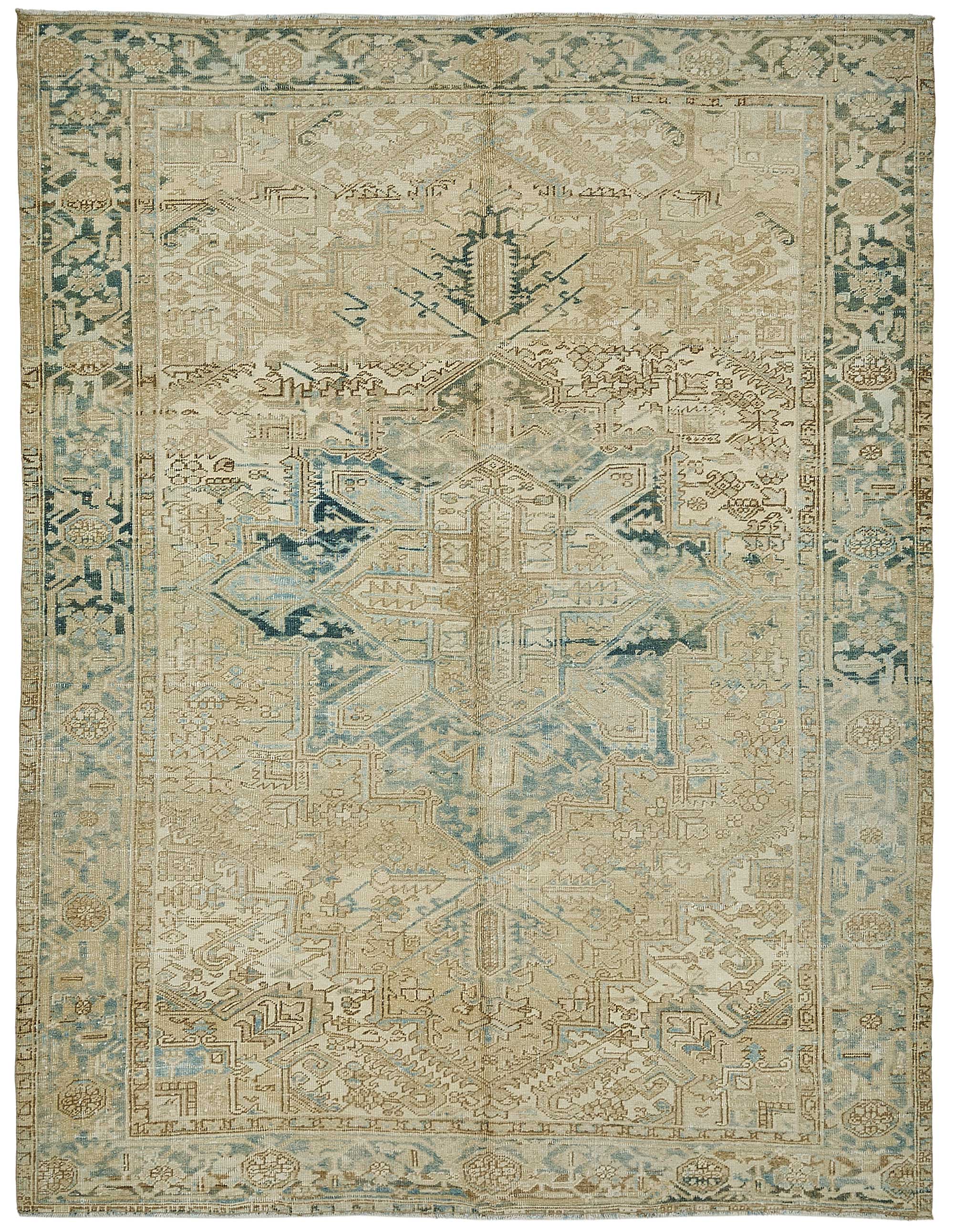 8x10 Beige Antique Persian Heriz Rug - 50150