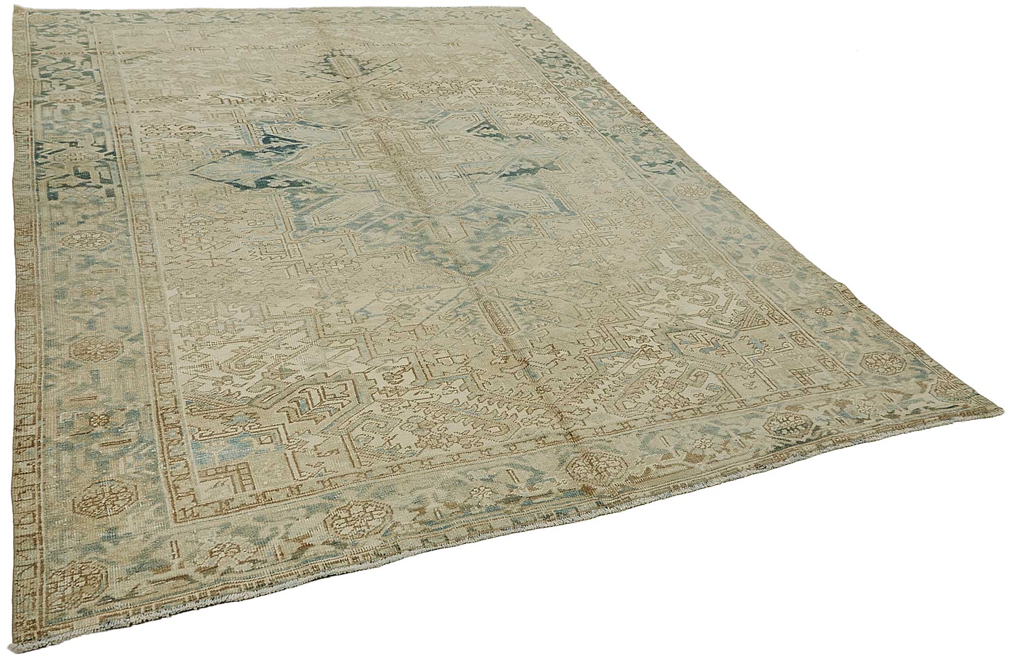8x10 Beige Antique Persian Heriz Rug - 50150