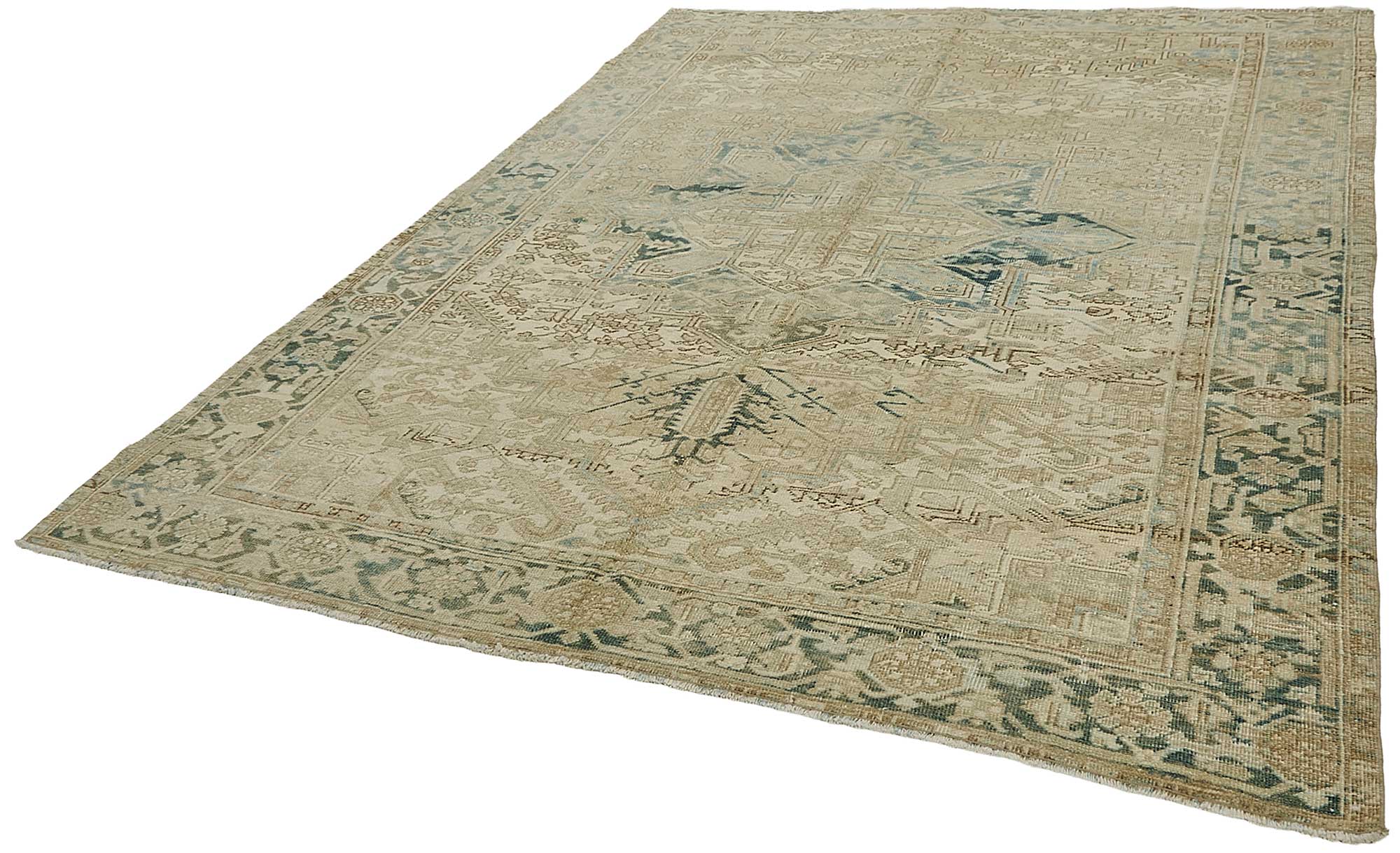 8x10 Beige Antique Persian Heriz Rug - 50150