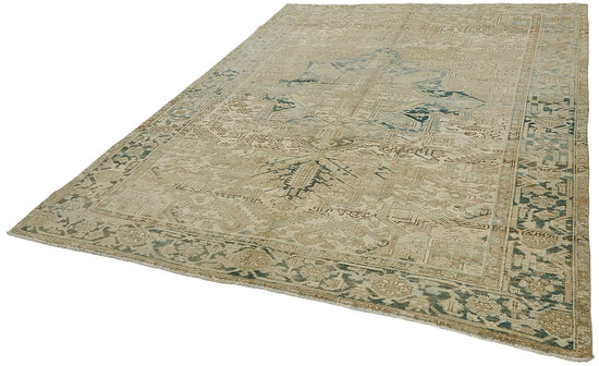 8x10 Beige Antique Persian Heriz Rug - 50150