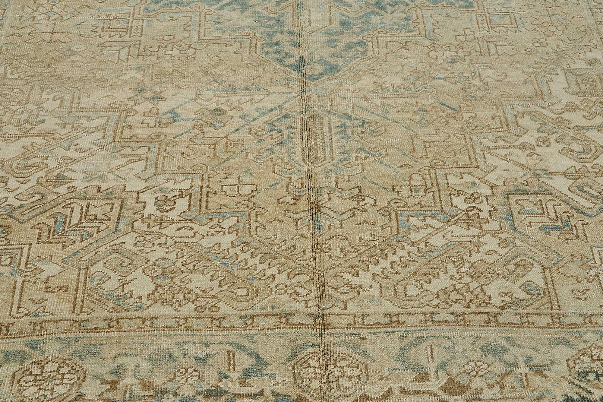 8x10 Beige Antique Persian Heriz Rug - 50150