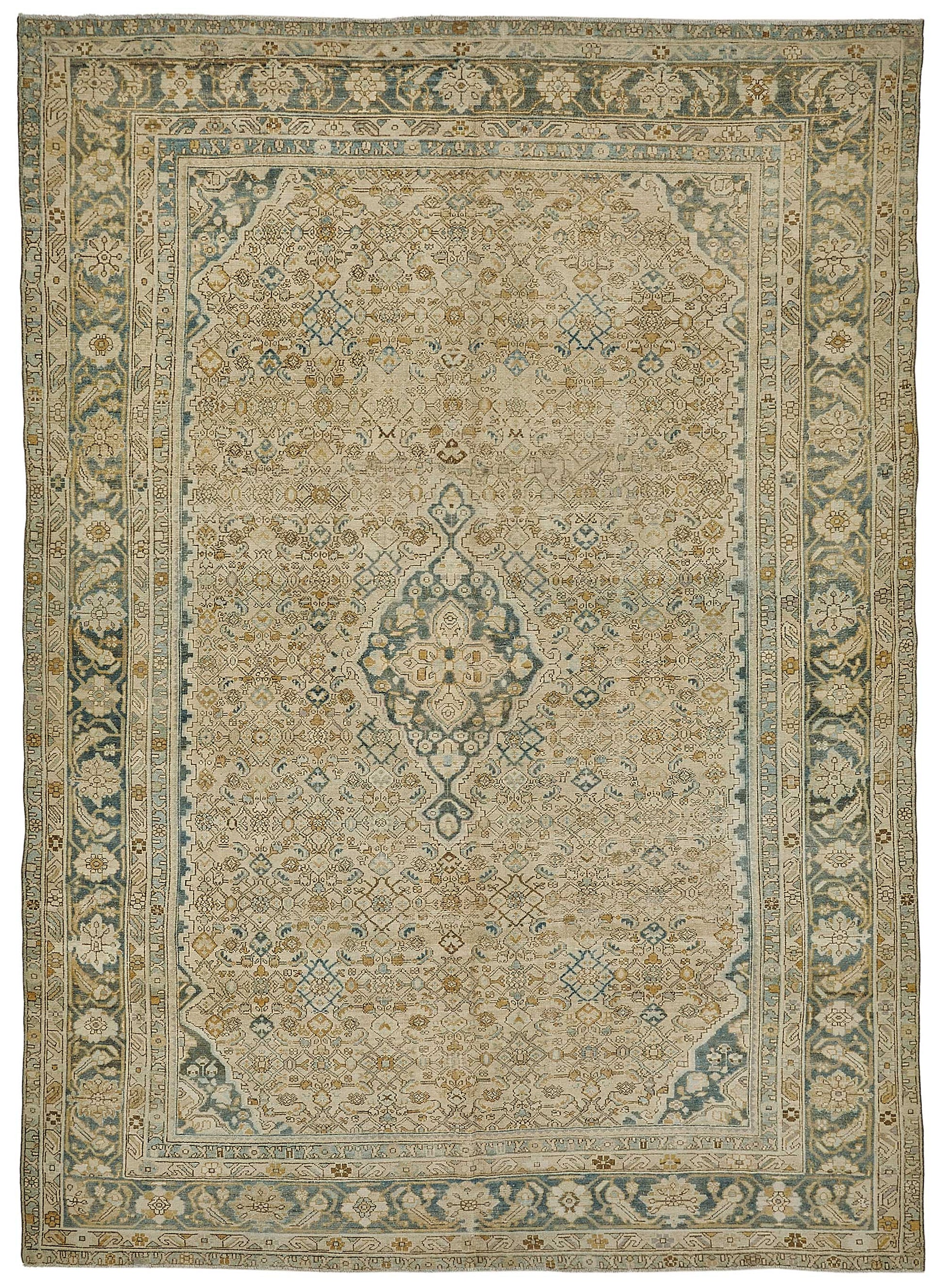 8x11 Beige Antique Persian Heriz Rug - 50152