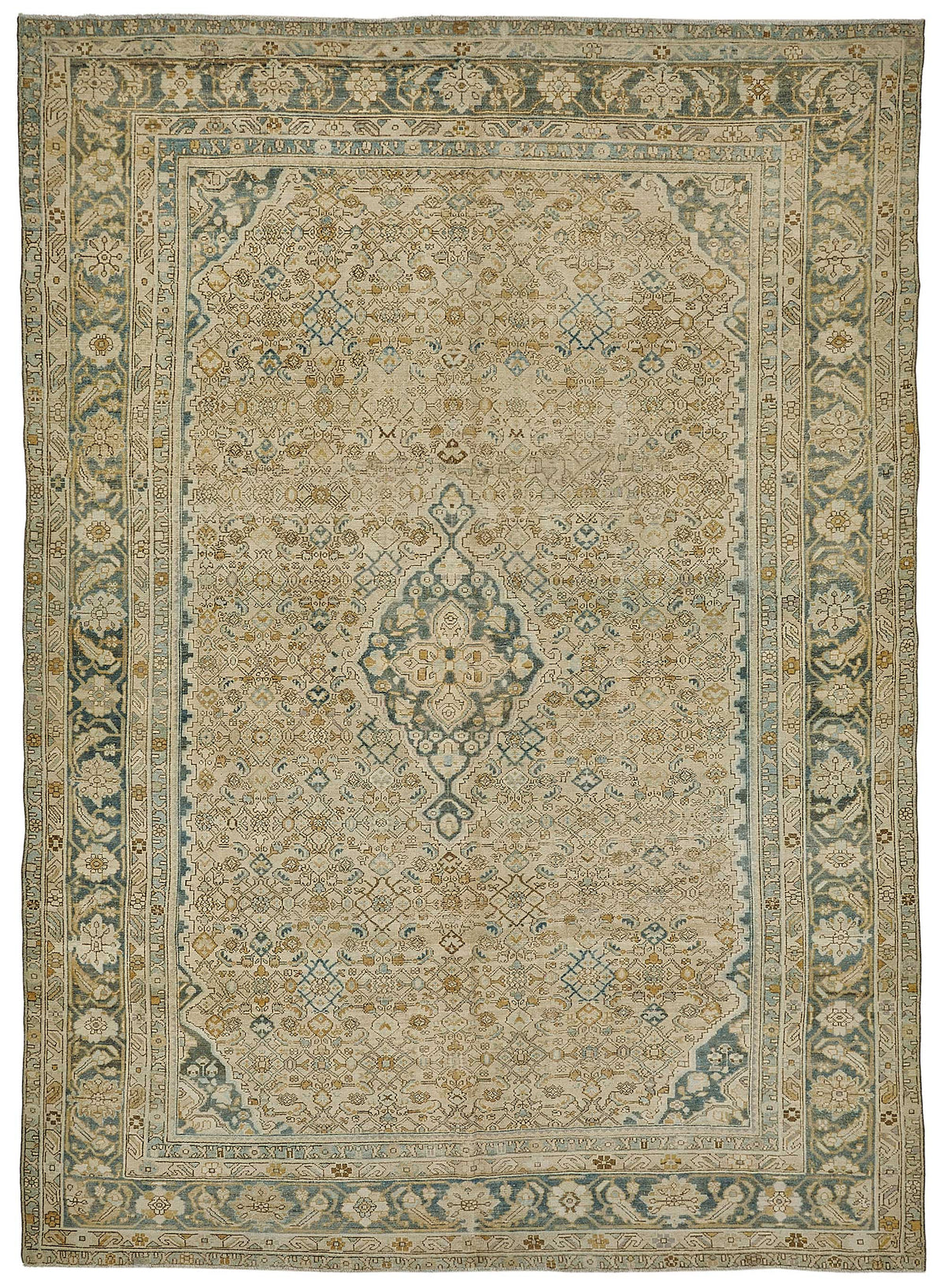 8x11 Beige Antique Persian Heriz Rug - 50152