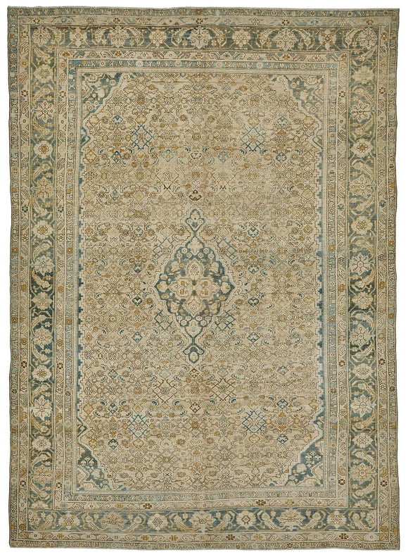 8x11 Beige Antique Persian Heriz Rug - 50152