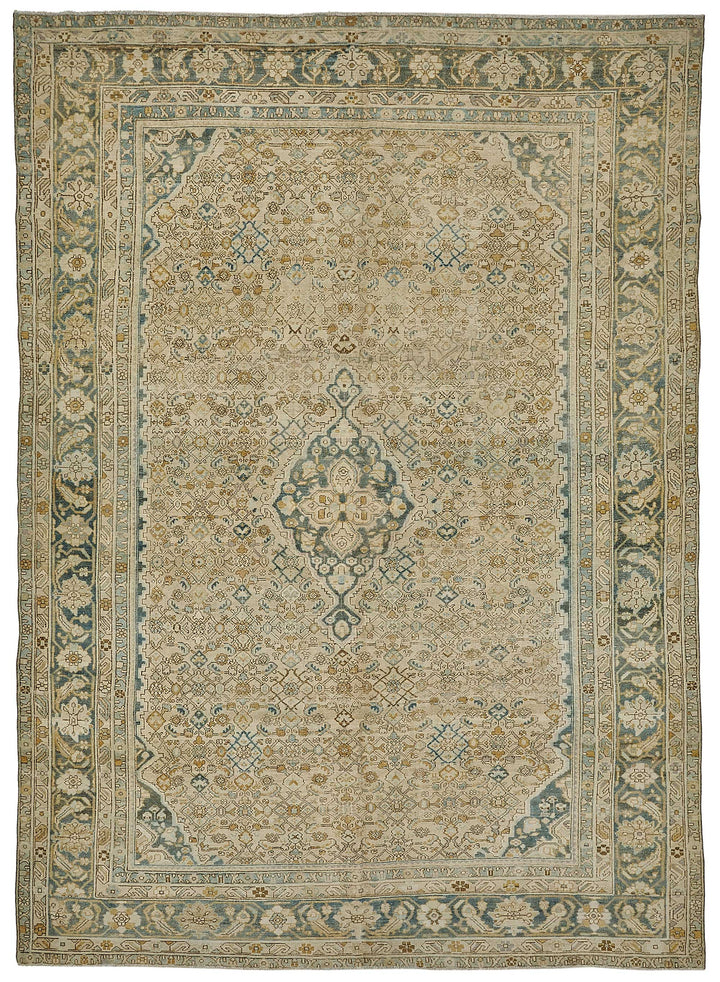 8x11 Beige Antique Persian Heriz Rug - 50152