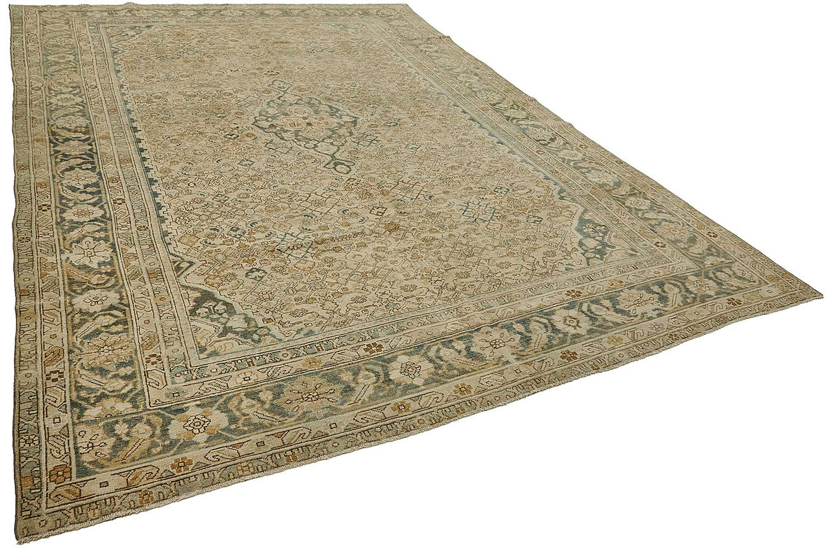 8x11 Beige Antique Persian Heriz Rug - 50152