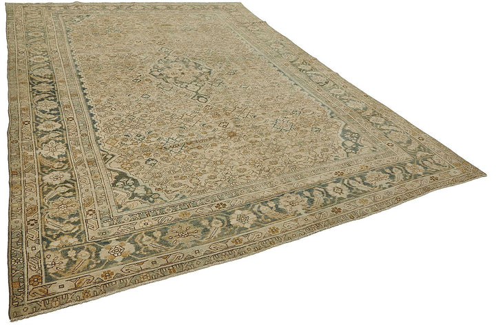 8x11 Beige Antique Persian Heriz Rug - 50152