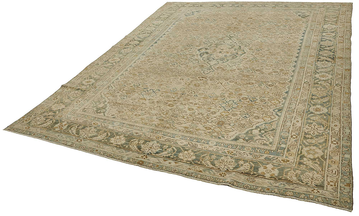 8x11 Beige Antique Persian Heriz Rug - 50152