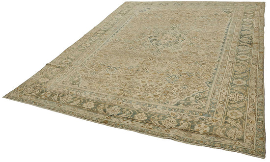 8x11 Beige Antique Persian Heriz Rug - 50152