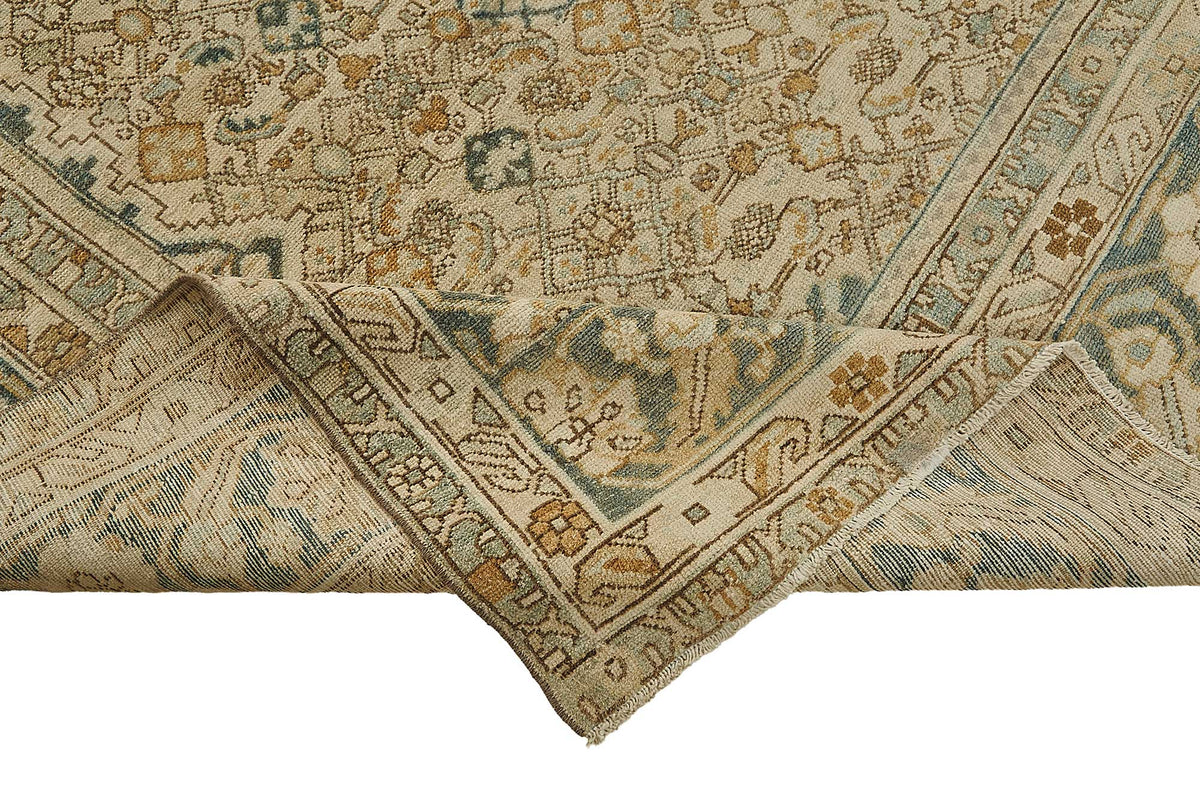 8x11 Beige Antique Persian Heriz Rug - 50152